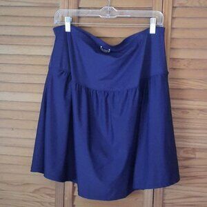 Island Escape Woman NWT Navy Blue  Elastic Waist Tiered Swim Skirt Size 22